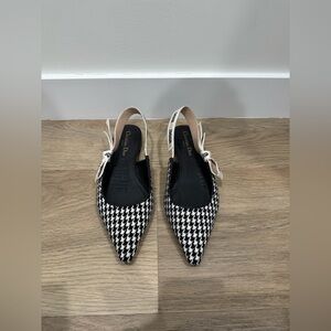 Christian Dior J'ADior Houndstooth Print Slingback Flats (38)